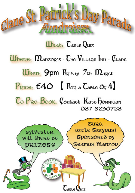 Clane Festival Table Quiz 2014